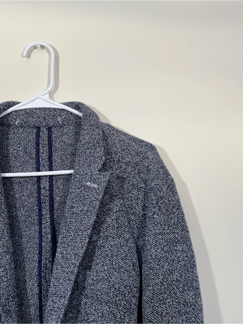 Zara Man Navy Textured Comfort Knit Blazer Sports Coat
